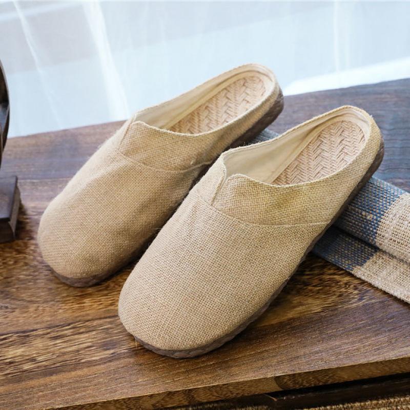 Dali's new linen, breathable cotton and linen, sweat-absorbing feet, half a pack of slippers, couple's Zen shoes, female lay man, Chinese drag