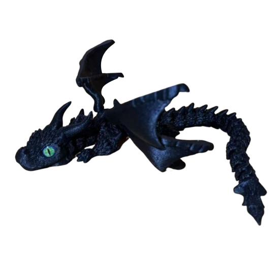 3D Printed Winged Dragon Articulated Dragon Fidget Toy with Horns Dragon Model with Flexible
