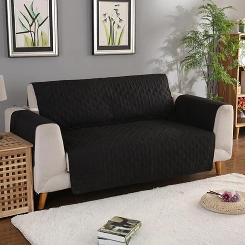 Hot Reversible Quilted Diamond Grid Sofa Mat Waterproof Solid Color Furniture Protective Cover Household Non Slip Couch Cushion