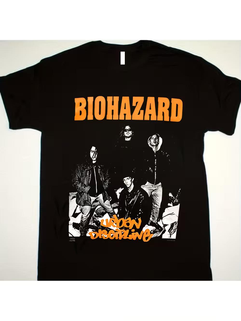 Vintage 1992 Biohazard Graphic T-Shirt- Unisex 230G Tee with Bold Geometric Print S