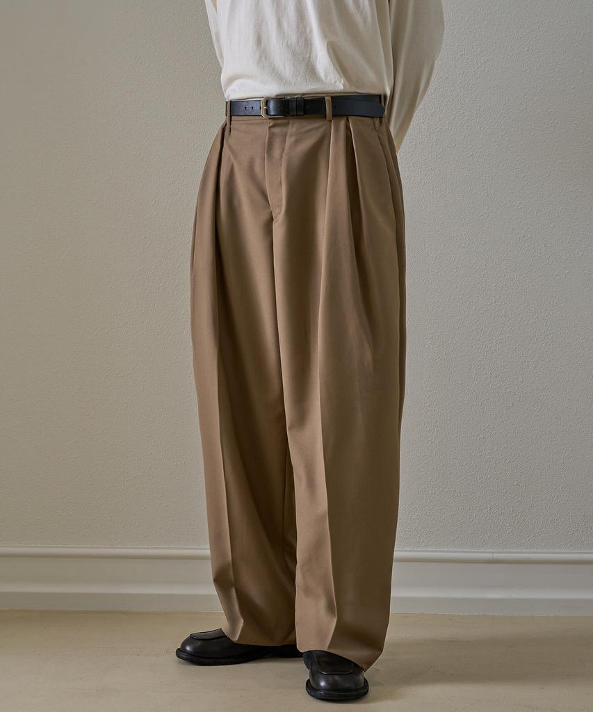 TRIP LE SENS Custom Pintuck Curved Wide Slacks_Beige (Type A)