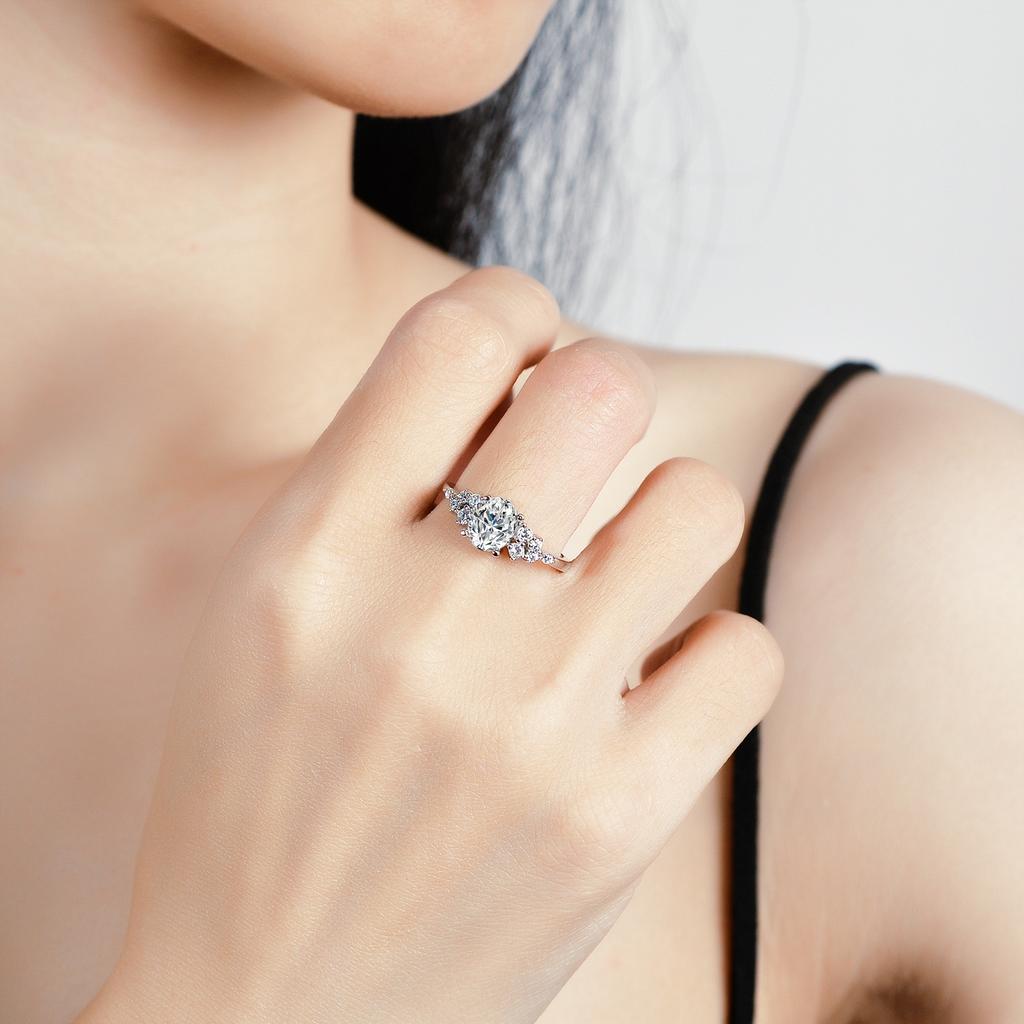 Pierścionek z diamentem Moissanite w kolorze D dla kobiet, srebro próby 925, 1,5 karata, obrączka ślubna w kształcie jajka w kształcie gołębia, propozycja pierścionka z diamentem na prezent dla dziewczyny