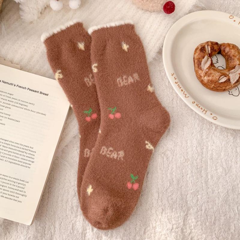 Medium Socks Stockings Stockings Warm Kitten Season Plush Cute Australian Velvet Thickened Fleece Socks Girls Winter