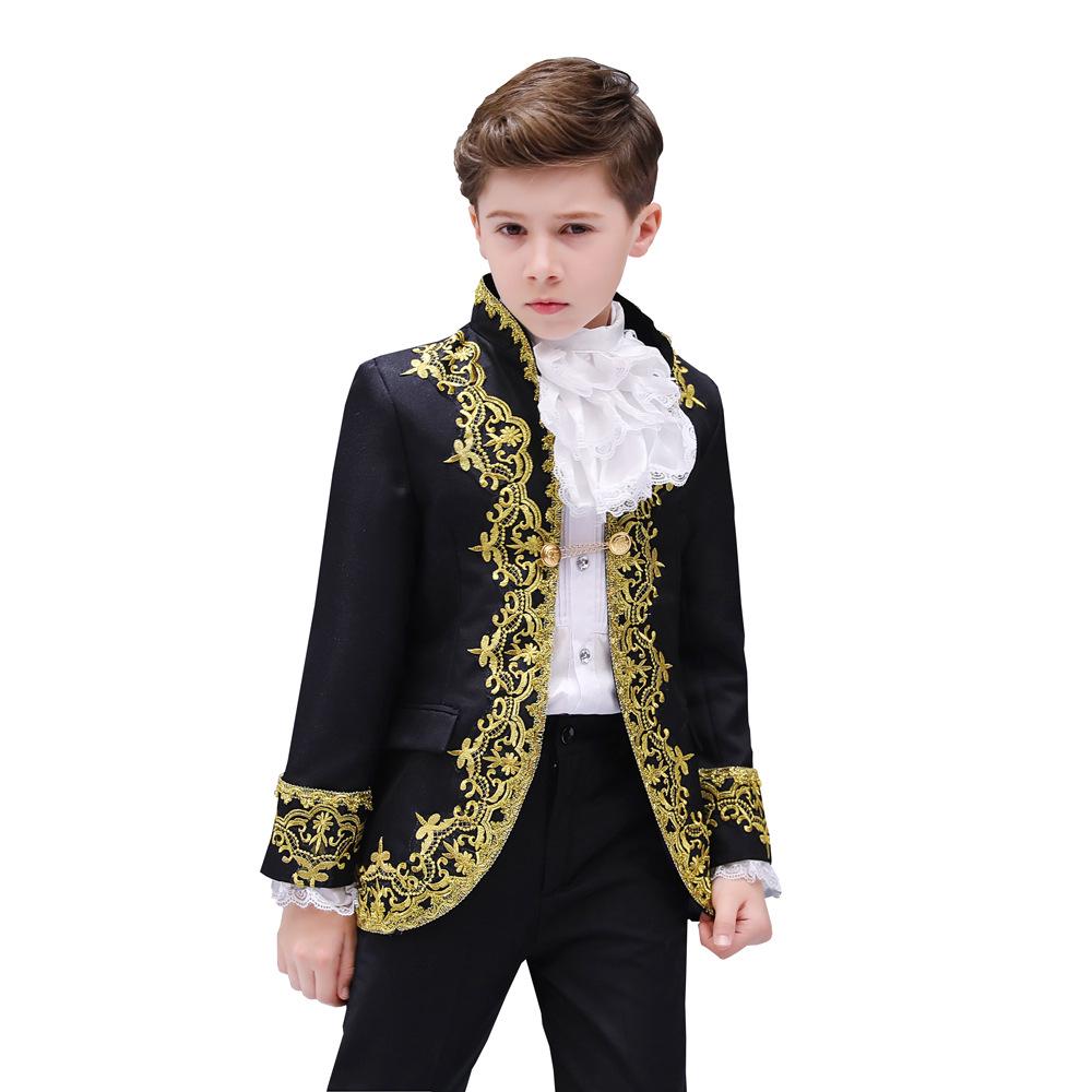 

European Style Prince Costume with Gold Inlay - Children s Formal Wear for Stage Performances 150 cm