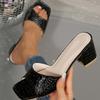 Wear Cool Slippers Outside Women's Summer New 2025 Women's Fashion Medium Heel Mother Slippers Wedge Heel Women's Thick Heel Sandals Large Size