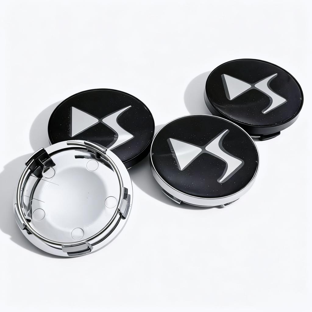 4pcs Black Silver DS Logo Emblem Car Wheel Center Caps 58MM 54MM Rim Hubcaps Dust Cover Wheels Hub Cap Replace Car Accessories