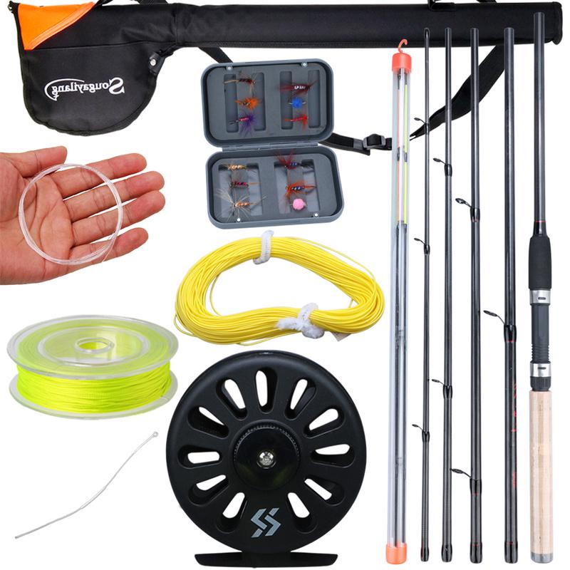 Vliegvissen Hengel en Reel Vislijn Visvoer Vliegvissen Hengel Tas Set Feeder Vissen 