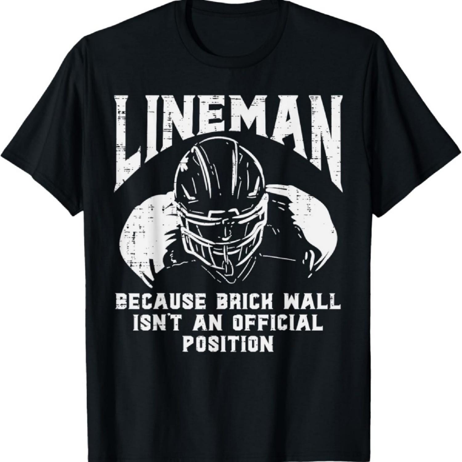 

American Football Lineman Brick Wall Funny Quote Men Boys T-Shirt XXXXXL чорний