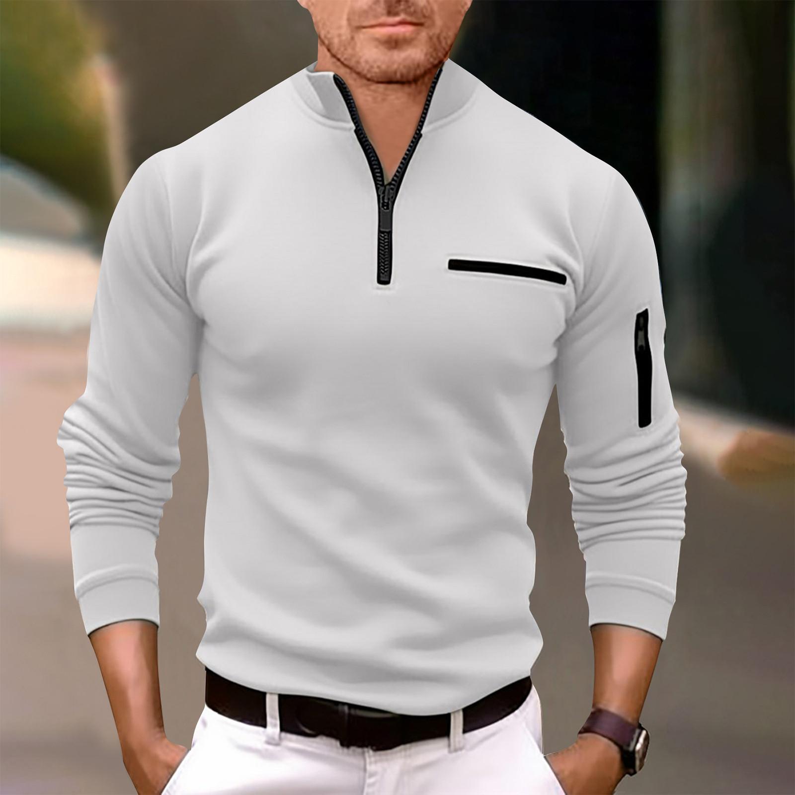 

Мужская модная футболка с длинным рукавом и вышивкой, весенне-осенний пуловер с длинными рукавами, толстовка M белый