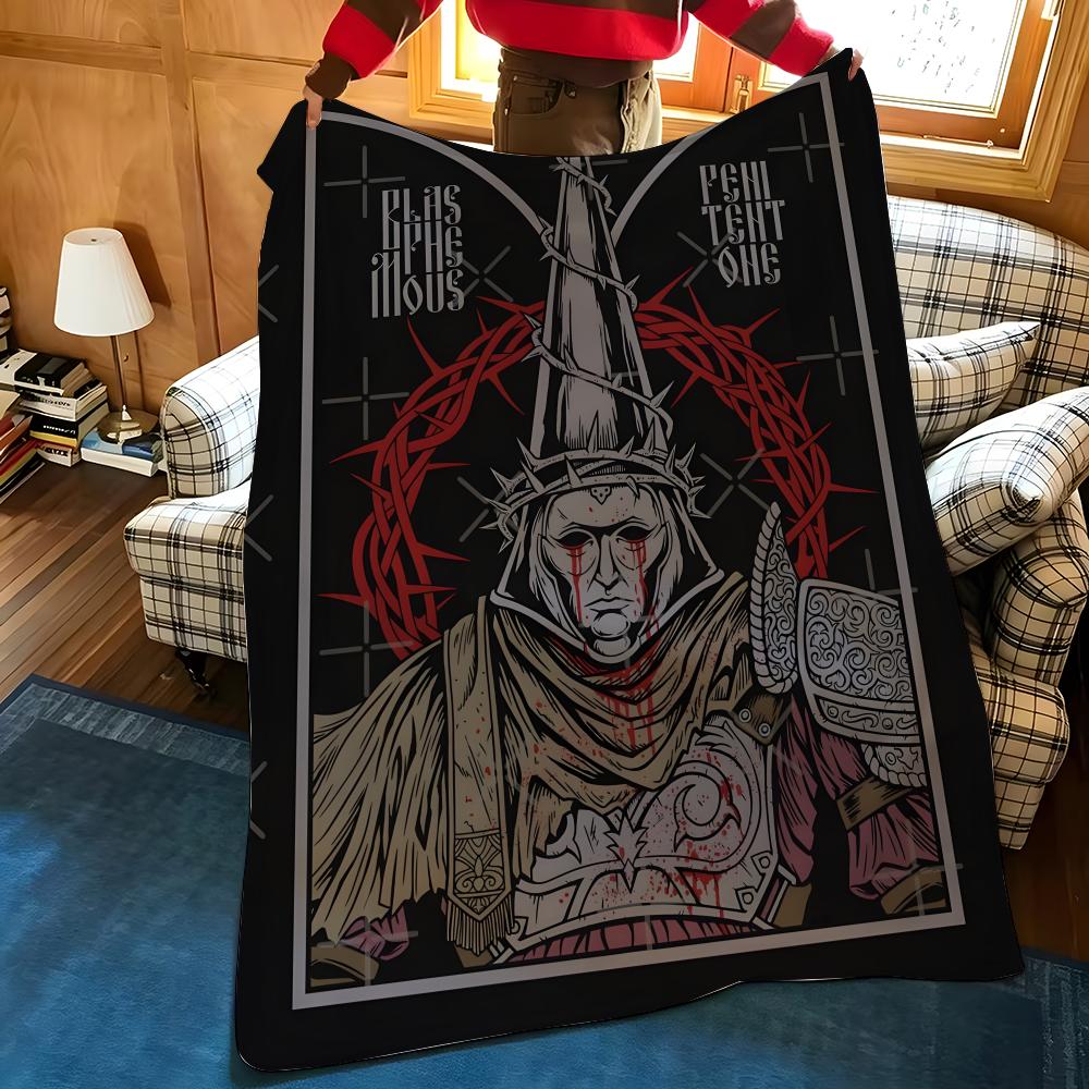 Game B-Blasphemous Throw Flannel Cozy Print Blanket, Portable, Durable Machine Washable Cute Cool