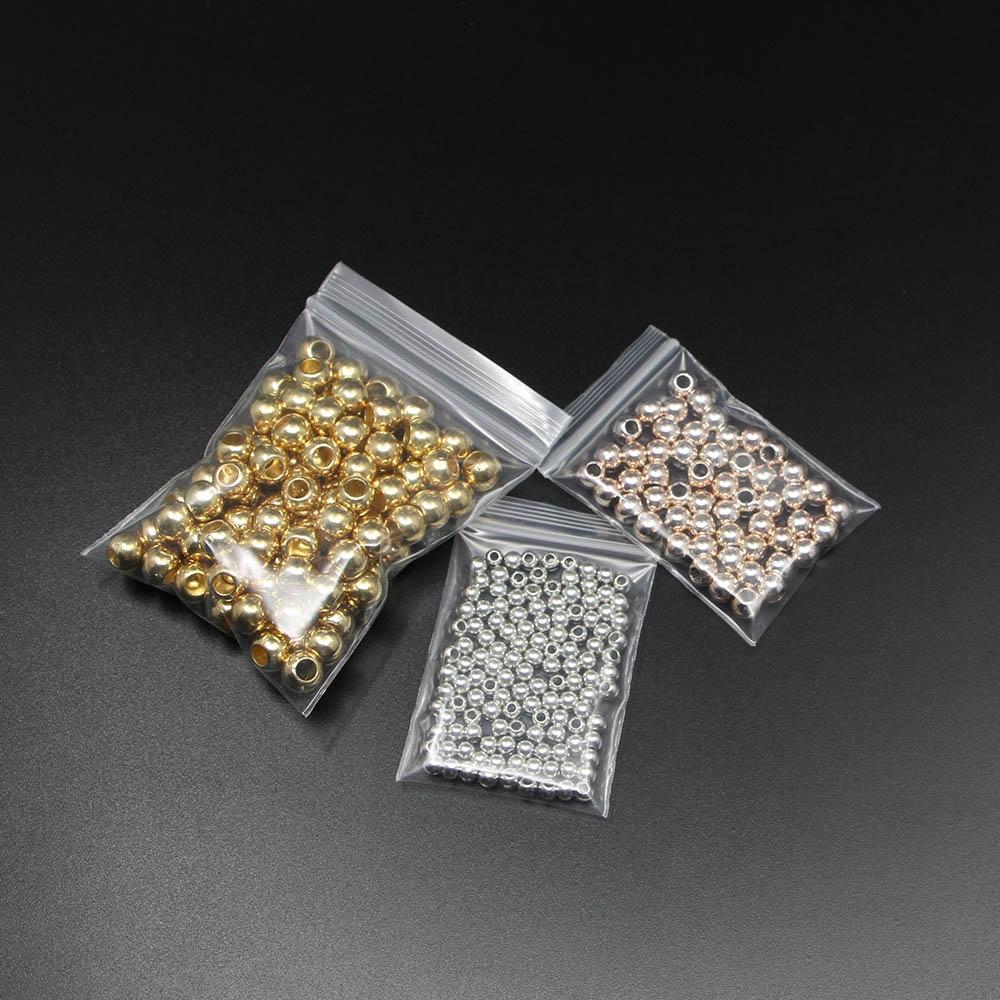 1 Busta Diametro 4 6 8 10 12mm Perline con Foro Grande Colore Oro Rosa Rodio Perline Distanziatrici Per Creazione Gioielli Fai da Te CCB (non metallico) Accessori