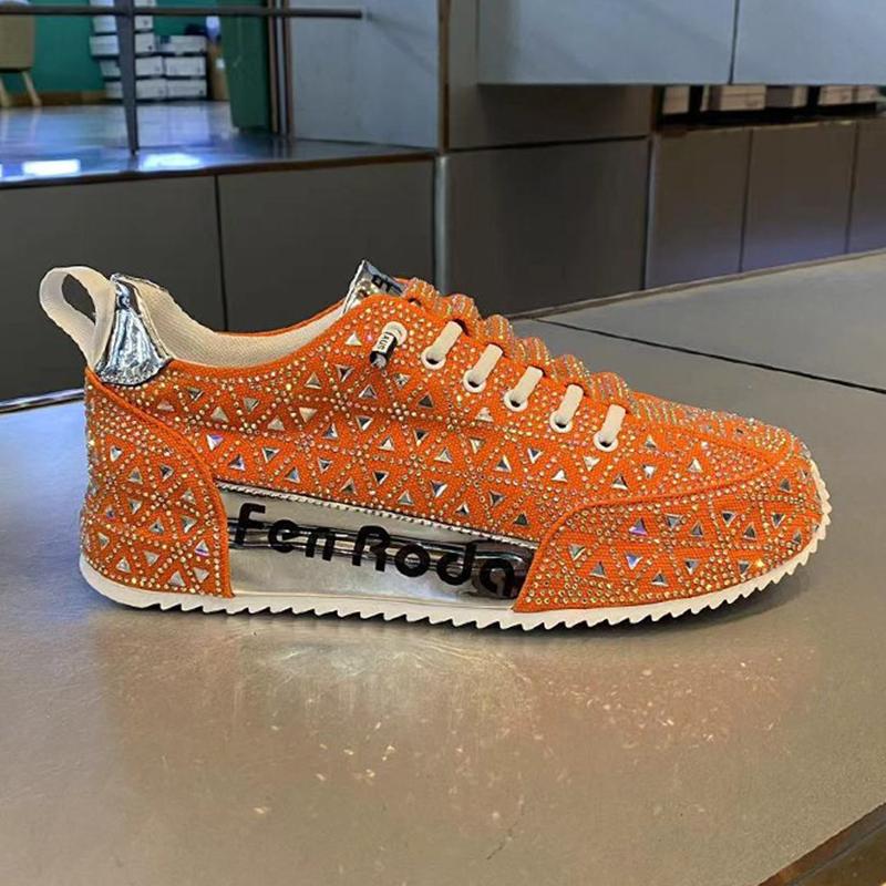 Fashion Luxury New Designer Men's Charm Rhinestone Lace Up All Match Platform Causal Shoes Male Flats Moccasins Walking Sneakers Zapatos