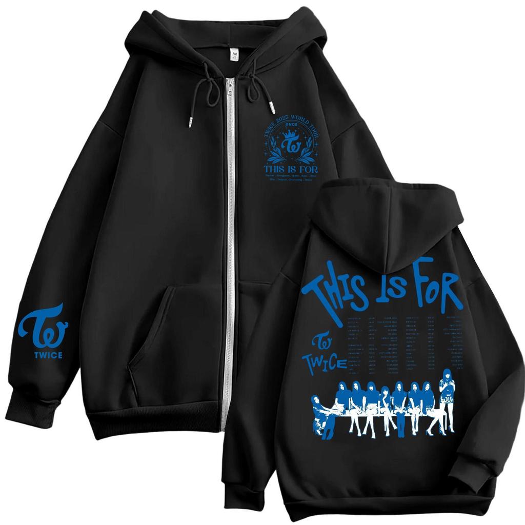 Damska codzienna modna bluza z kapturem zapinana na zamek, z nadrukiem i długim rękawem