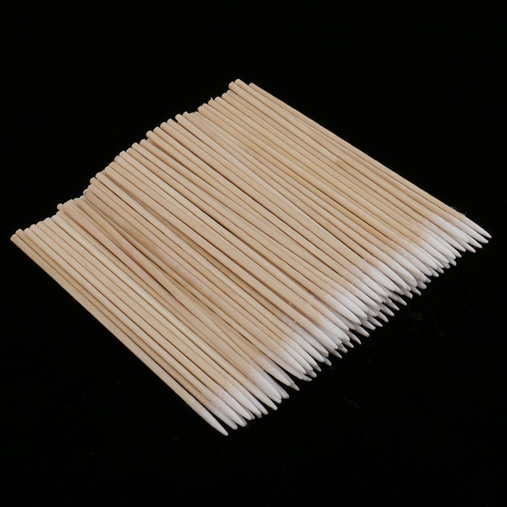100Pcs Swabs Sticks Long Wooden Handle Cosmetic Makeup