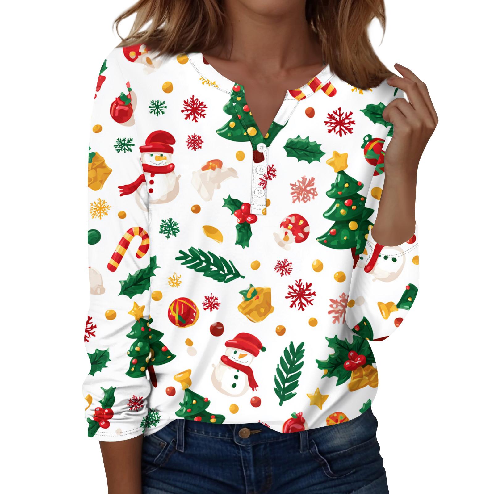 

Женская мода Повседневная футболка с V-образным вырезом, длинными рукавами и декоративными пуговицами L зелёный