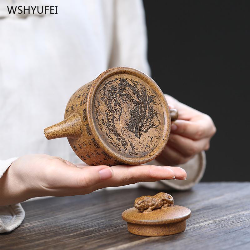 Yixing Purple Sand Pot High Temperature Section Mud of Raw Ore Handmade Purple Clay Teapot Household Kung Fu Tea Set