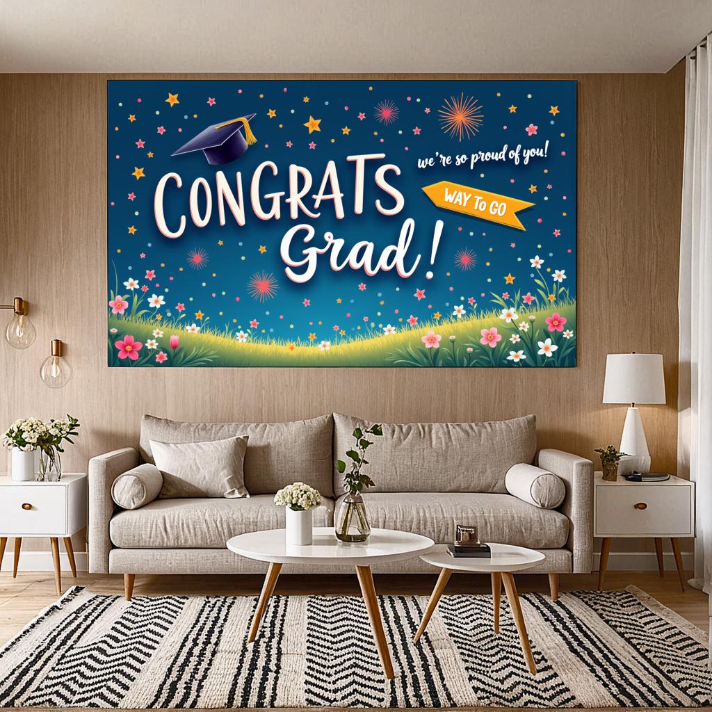 Evenemangsbanderoll Examensfirande Fest Bakgrundsmönster Grattis Examen För Evenemangsdekoration Inomhusdekoration