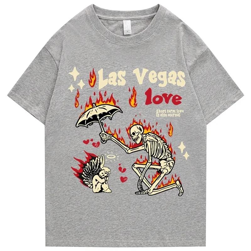 Tshirt Unisex s Street Clothing Hiphop Skull Cartoon Pattern Tshirt Neutral Cotton Unisex Women Tshirt Top 2026 New Summer