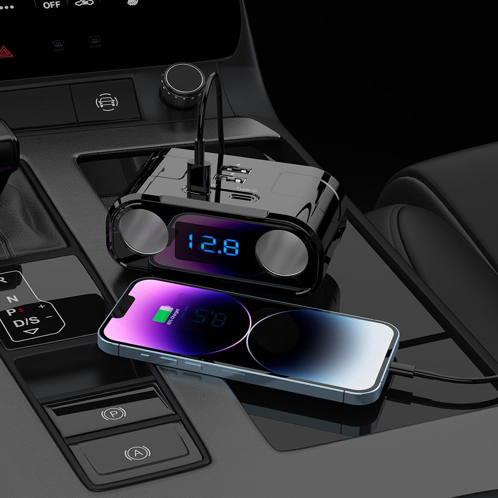 60W PD QUICK CHARGE QC3.0 Cigarette Lighter Adapter 12V/24V 3 Socket Power Splitter Outlet 4 USB Ports Car Charger GPS Dashcam