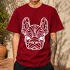 2026 Neues reines Baumwoll-T-Shirt mit geometrischem französischen Bulldoggenkopf-Aufdruck Unisex Einfaches Rundhals-Oberteil Lässiges Kurzarm