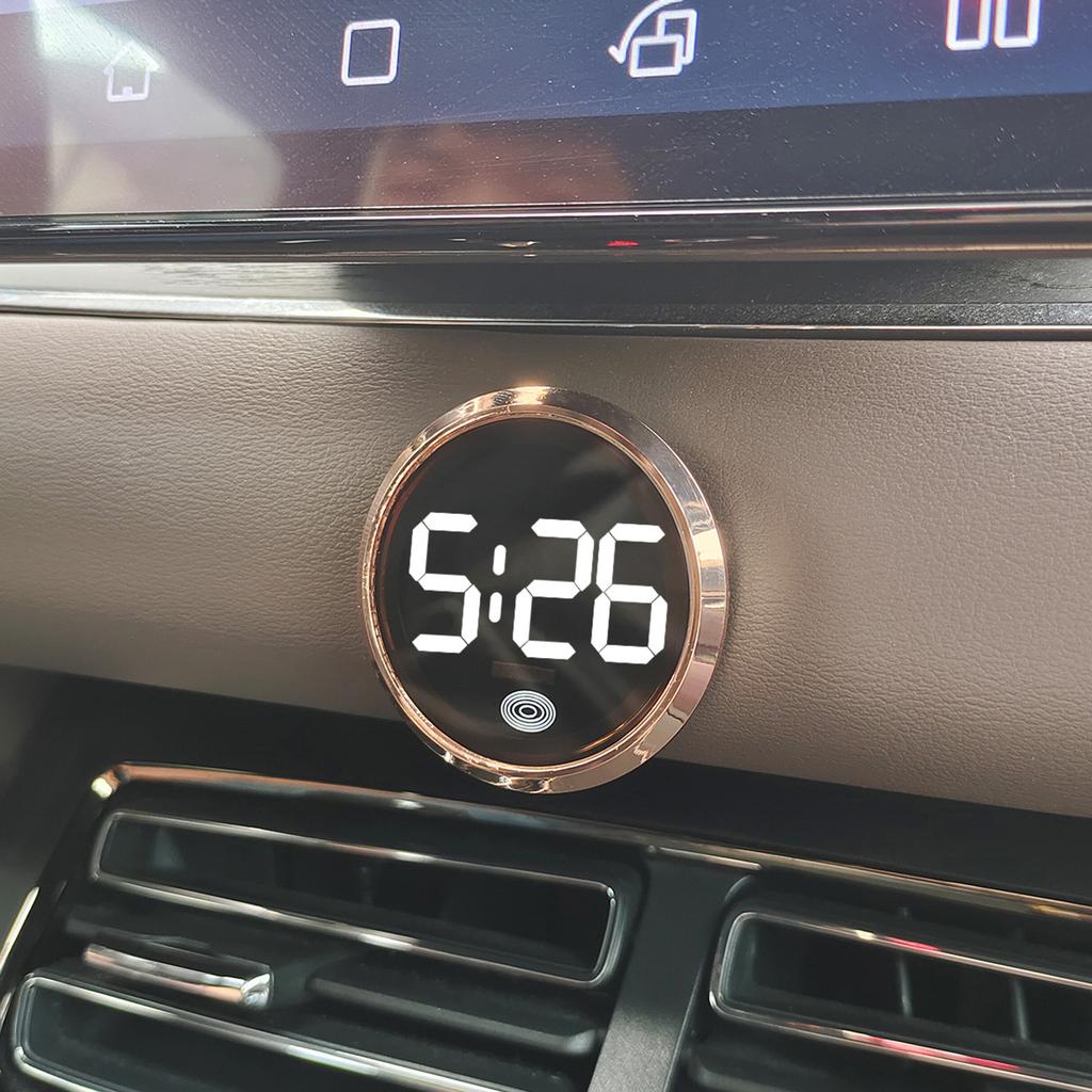 Car LED Digital Clock with Temperature Display Easy Installation Magnetic Back Round Clock for Dashboard or Consoles