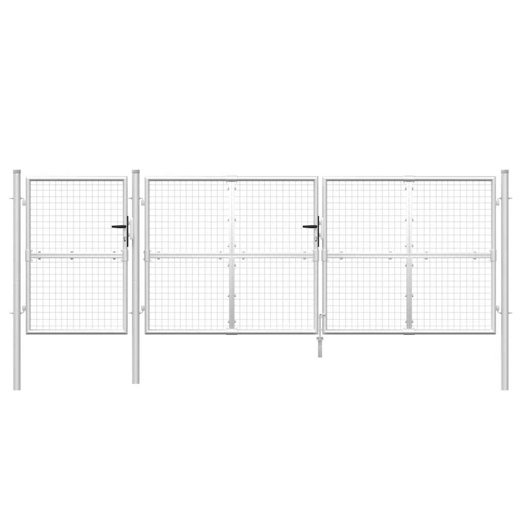 Vidaxl Brama Z Siatki, Srebrna, 400X175 Cm, Galwanizowana Stal