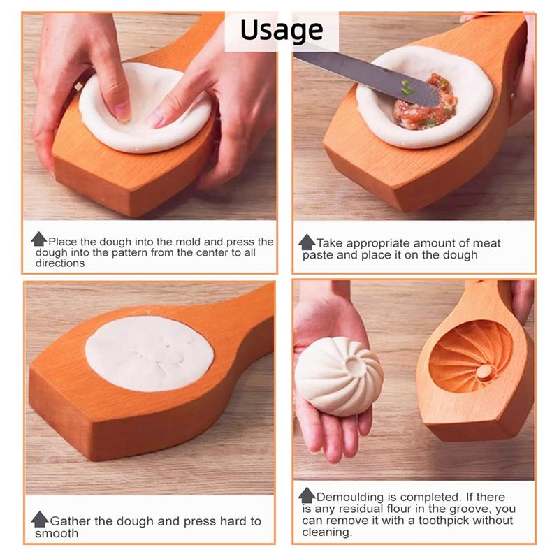 A74E-Hand Carved Wooden Steamed Stuffed Bun Mold, Pattern Steamed Stuffed Bun Mold,Steamed Stuffed Bun, Dim Sum Making Tools