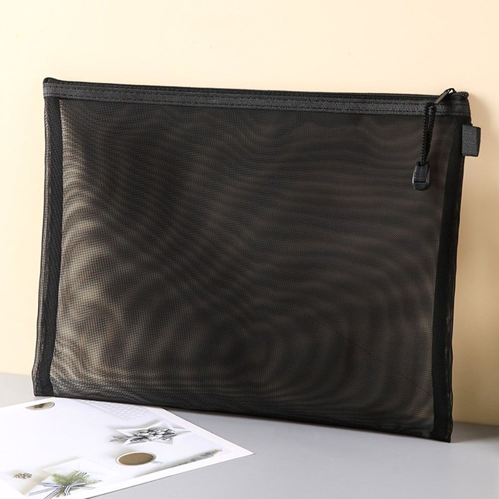 Mesh Pen Bag Nylon Document Bag Office School Supplies Zipper Pencil Case  Stationery