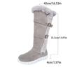Soft-soled Non-knee Cotton Shoes Winter New Round Toe Metal Belt Buckle Plush Thickened Non-slip Flat Boots