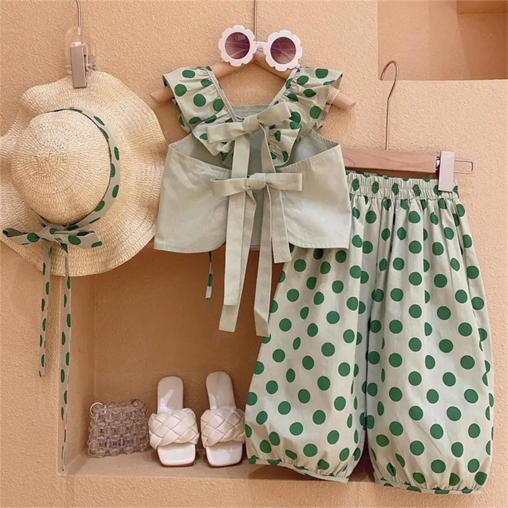 Girls Clothing Sets  Summer Kids Clothes Floral Chiffon Halter+ Embroidered Shorts Straw Children Clothing