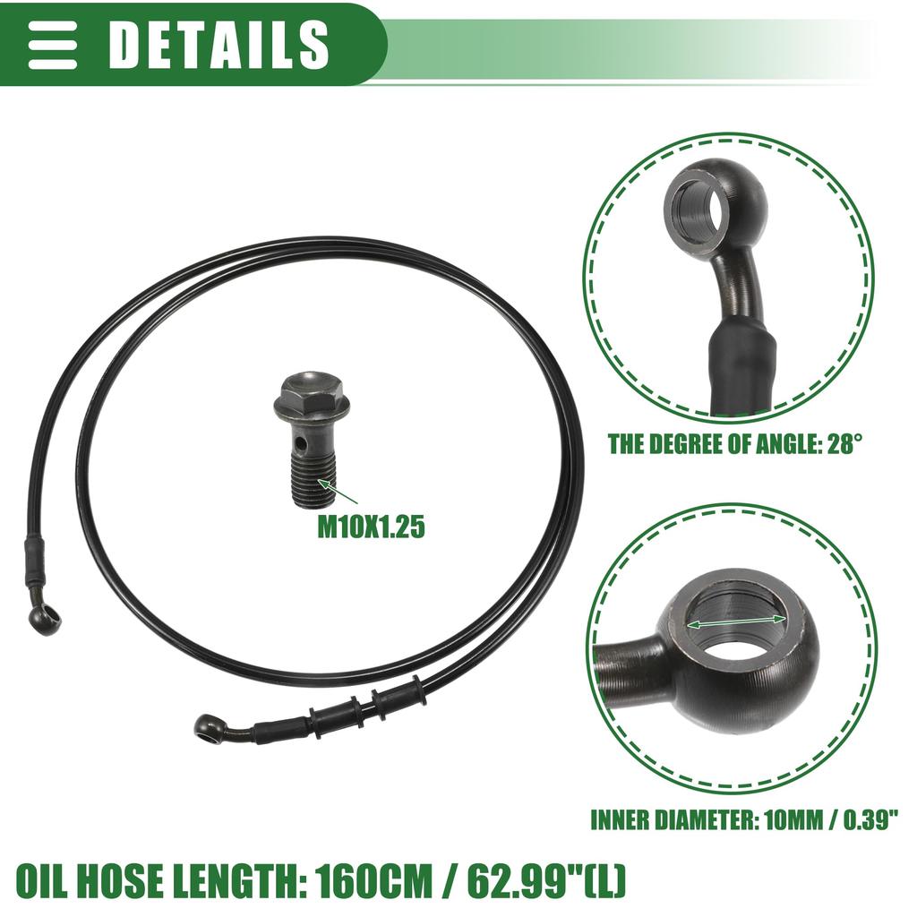 Motoforti Brake Hose, Clutch Hose, and Oil Hose for Motorcycles, ATVs, and Off-Road Bikes, Universal, Durable, 1 Set, 28°, 160cm