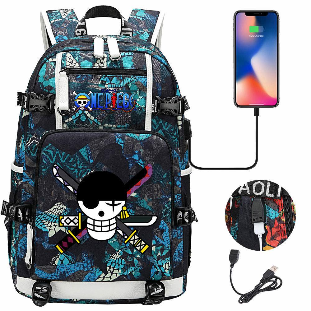 RiMan ONE PIECE Luffy Printed Teen Student School Bag Large Capacity Men's and Women's Leisure Travel Backpack