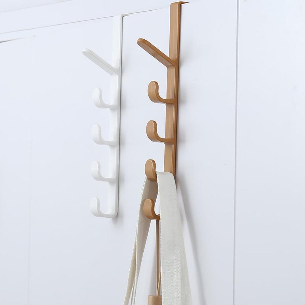 Five-segment Door Hanger Hook Multi-functional Coat Bag Towel Door Seamless Rack Home Bedroom Organizer Utensils Hook