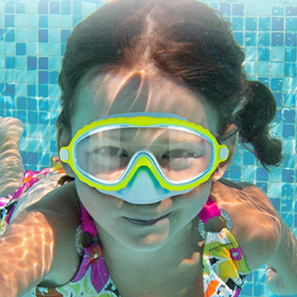 Swim Goggles with Nose Cover Wide Field Of View Diving Mask Anti-Fog Anti-Leak ,Toddler Swimming Goggles For Kids Ages 3-15