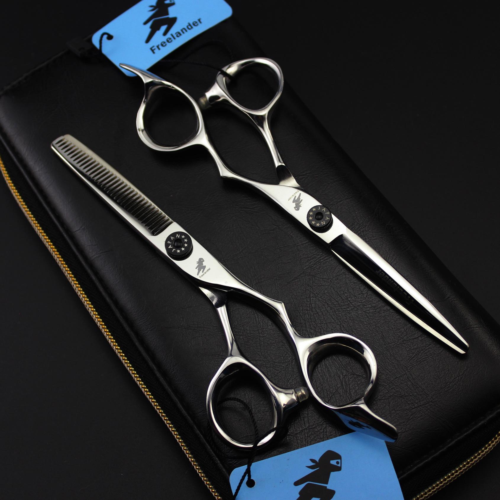6.0-Inch Large Ring Handle Hairdressing Barber Scissors - Straight & Serrated Shears Serrated Scissors