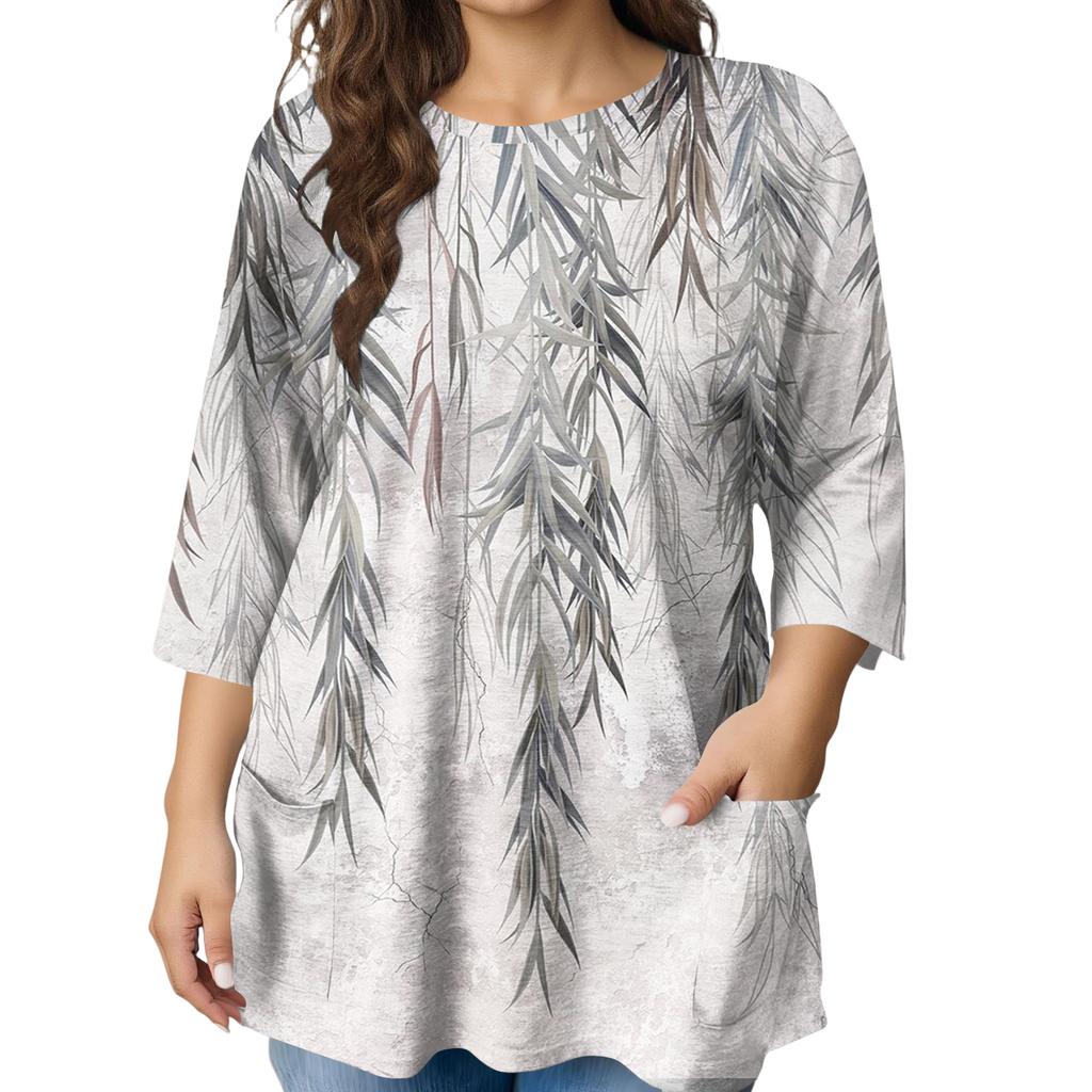 Damen Mode Übergröße Bedruckte Kurzarmbluse Für Elegantes Pendeln Und Freizeitkleidung