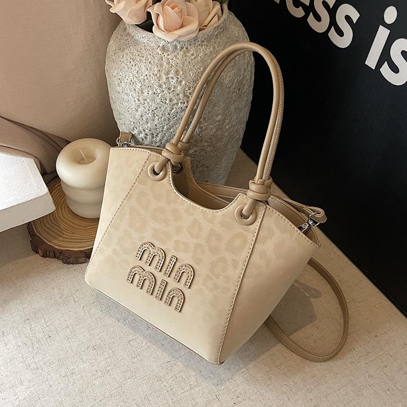 Premium Wind Hand Bag Women's New Fashion Leopard Print Bucket Bag Shoulder Messenger Bag