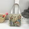 Stile etnico femminile da turismo ricamo elefante piccola borsa a mano fiore intrecciato borsa a tracolla in tela borsa per studenti quattro stagioni