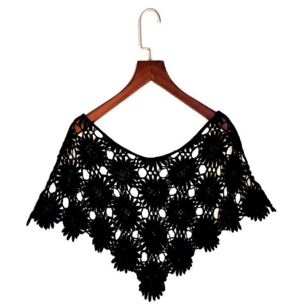 Tulle Lace False Crochet Collar Creative Fake Collar Lace Shawl Poncho  Clothes Decoration