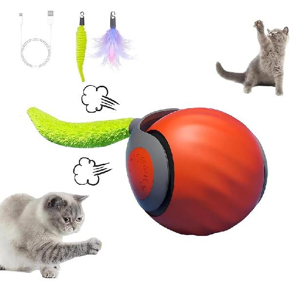2025 New Version 3.0 Cat Toys, Cat Toys for Indoor Cats, Automatic Cat Toy, Interactive Cat Toy, Automatic Intelligent 3.0 Pet Toys, Electronic Orange - 1pcs