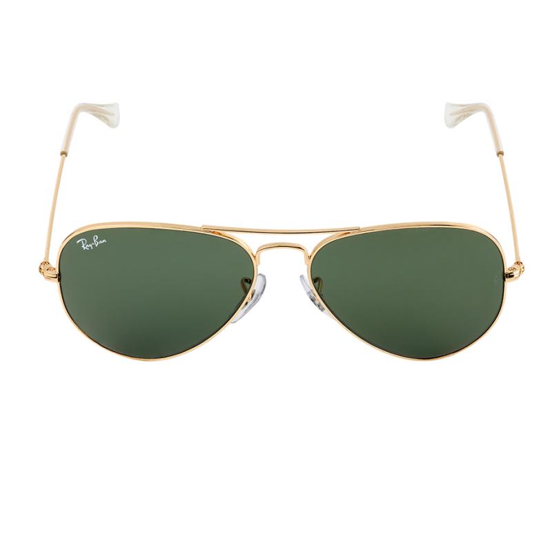 Ray Ban Aviator Frame Metal Sunglasses with Gold Frame and Green Lenses Unisex