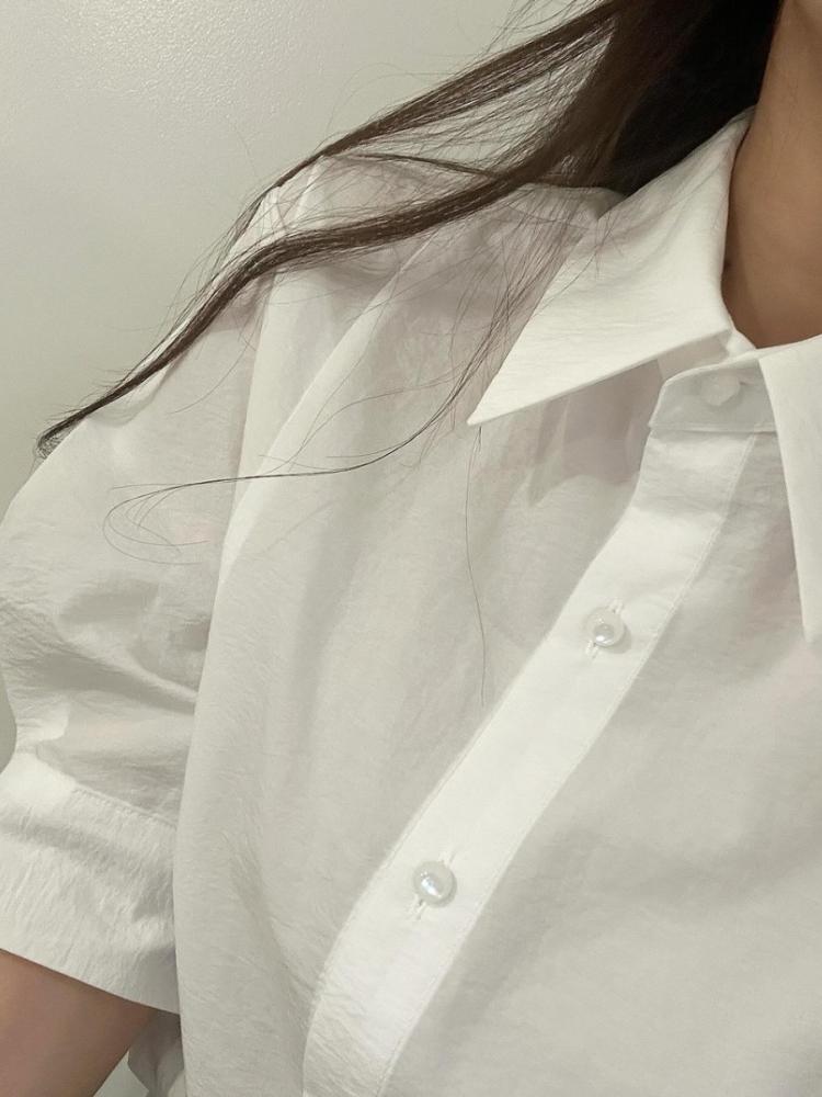 Bürodame Elegant Weiße Hemden Sommer Französische Textur Puffärmel Einreihige Kleidung Lässig Kurzarm Schicke Oberteile Damen