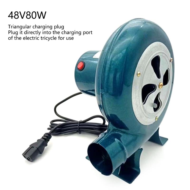 High Efficiency Outdoor Barbecue 48V 80W Metal Air Blower for Campfire Popcorn Maker Outdoor Cooking Tricycle Compatible