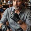 Genuine Sheepskin Leather Half Finger Gloves Genuine Leather Gloves  Motorcycle Riding