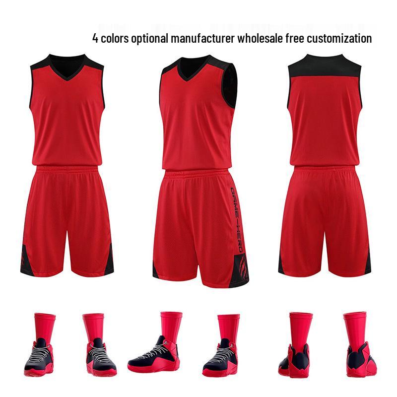 

Надшвидковисихаючий Молодіжний та Дорослий Двосторонній Баскетбольний Комплект Форми для Літа 3XL червоний