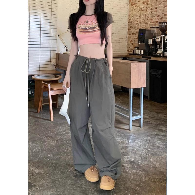 New Women's Cargo Pants, High Waist Wide Leg Straight Casual Trousers with Quick-Dry Fabric, Lightweight Summer American Retro Joggers