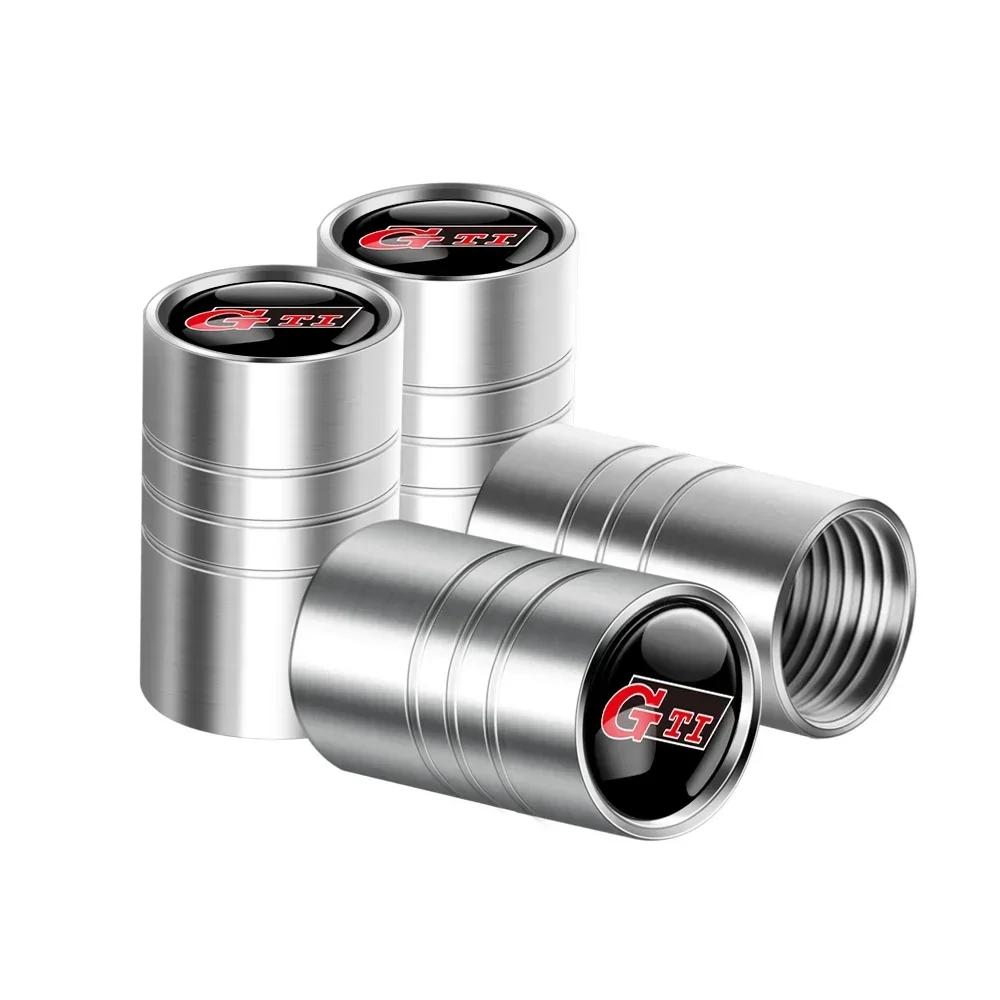 T23-For Volkswagen VW GTI R Golf 5 7 6 4 Polo Tiguan Passat Jetta Lavida Car Styling 3D Metal Wheel Tire Valve Stem Caps Accessories