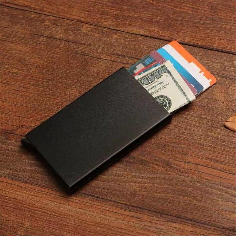 Automatický nerezový držák na kreditní karty Muži Slim Anti Protect Cestovní ID karty Držák na ID karty Ženy Peněženka RFID Kovové pouzdro Porte Carte