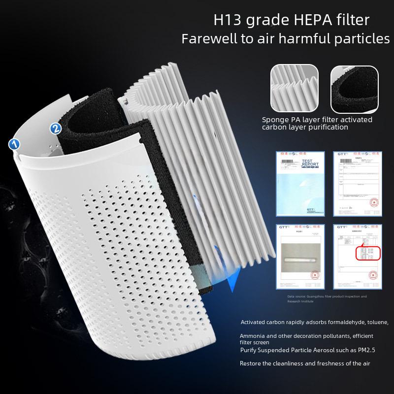 Compact Air Purifier for Home & Office: Removes Formaldehyde, Odors, and Smoke – Ideal for Bedrooms and Desktops.