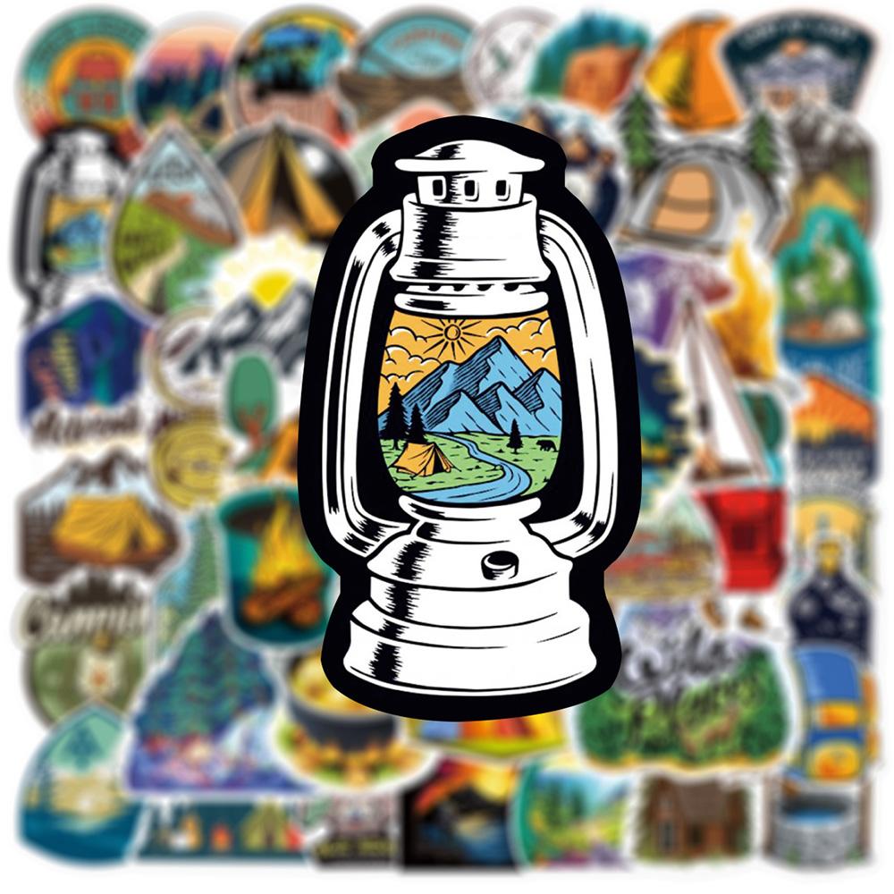 10/30/50pcs Forest Camping Hiking Outdoor Stickers Travel Landscape Decals DIY Phone Notebook Adventure Cartoon Graffiti Sticker